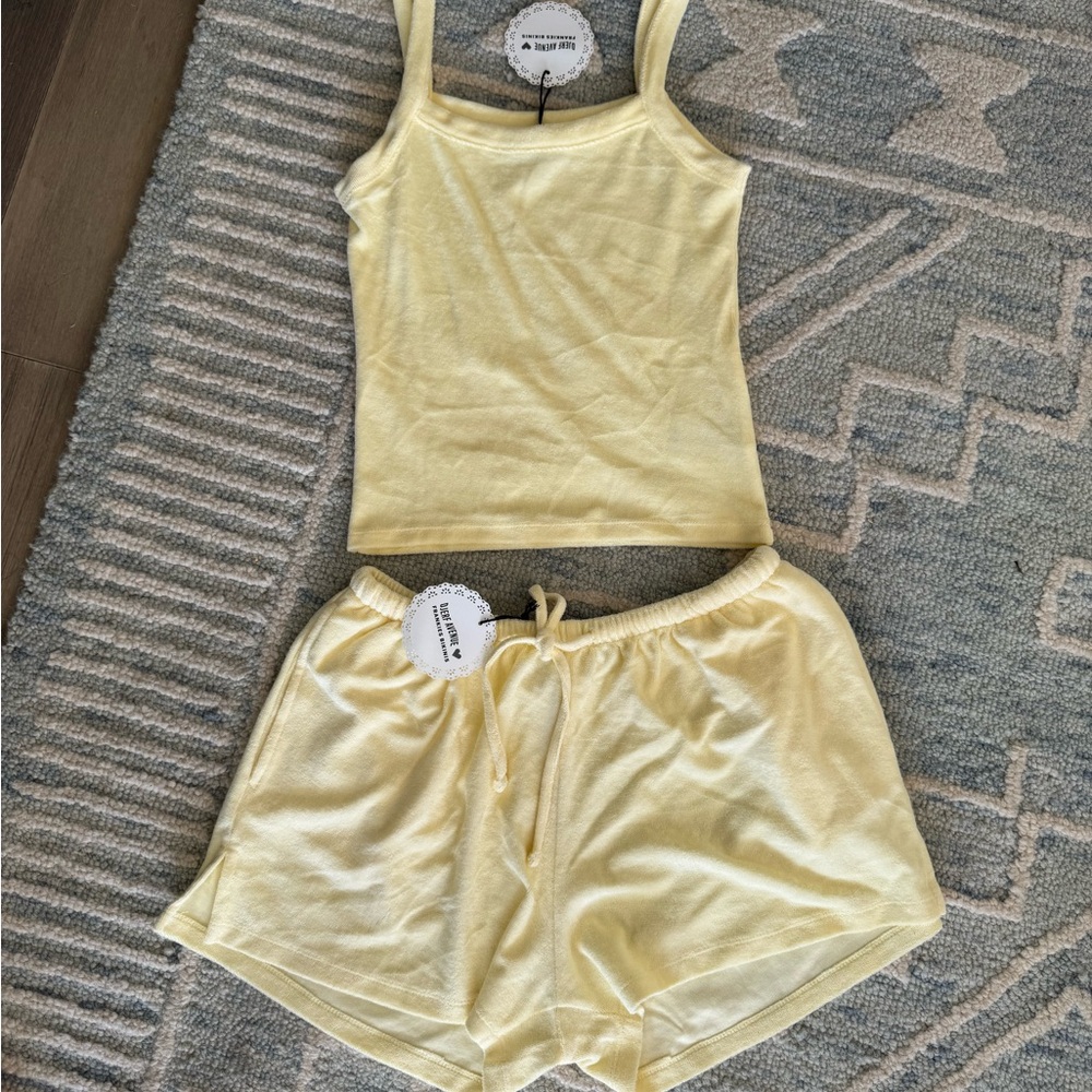 Djerf Avenue Yellow Pajama Set Soft and Cozy